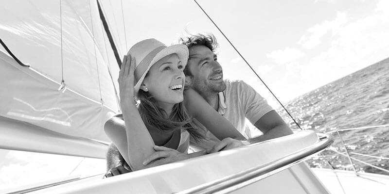Young couple enjoying a boat trip