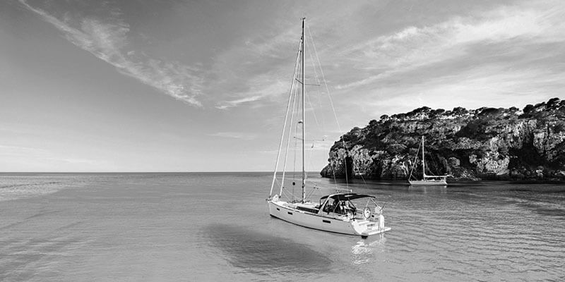 Luxury yacht sailing out to sea