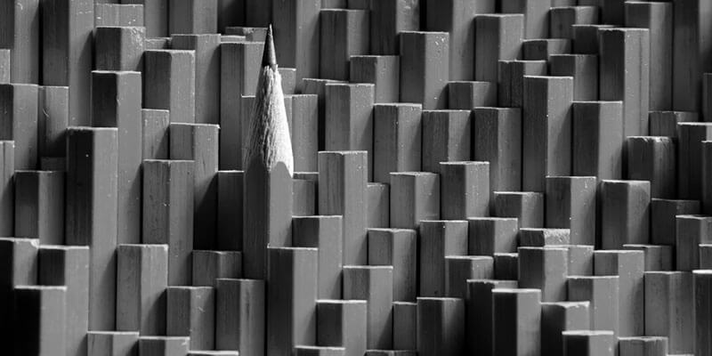 Sharp pencil among rectangular blocks